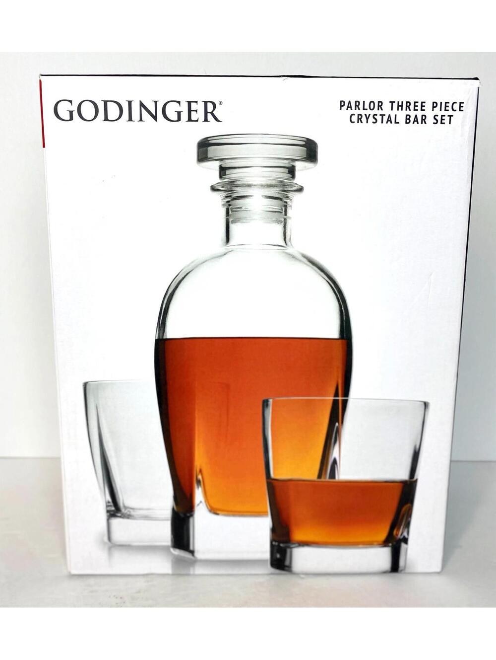 Godinger Parlor 3 Piece Decanter Crystal Bar 3 Piece Set